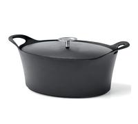 Cuisinox Volcan - Cocotte ovale 29cm fonte de fer émaillée noire avec couvercle