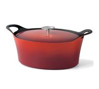 Volcan - Cocotte ovale 29cm fonte de fer émaillée rouge avec couvercle
