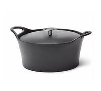 Cuisinox Cocotte ronde Volcan 24 cm 3,4 L avec couvercle fonte de fer émaillée induction Noir
