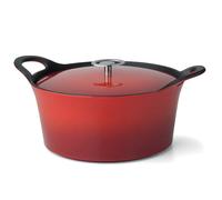 Volcan - Cocotte ronde 24cm fonte de fer émaillée rouge avec couvercle