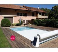 Volet automatique hors d'eau Abriblue OPEN SOLAR ENERGY coloris blanc pour piscine 6x12m sans escalier