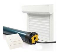 Volet roulant électrique filaire Alu Blanc - L120 x H220 cm - Motorisé Somfy avec commande murale, recoupable
