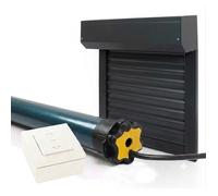 Volet roulant électrique filaire Alu Gris 7016 - L80 x H100 cm - Motorisé Somfy avec commande murale, recoupable
