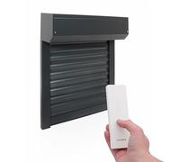 Volet Roulant Electrique Radio Ajustable en Aluminium h120 x l120 cm- Coloris Gris Anthracite (7016) - Montage Facile, pour Fenêtre