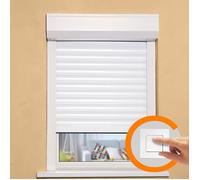 Volet roulant H140 x L100 cm en coffre aluminium PVC recoupable en largeur et hauteur - Manoeuvre électrique filaire - Coloris