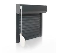 Volet Roulant Manuel Sangle Ajustable en Aluminium h120 x l120 cm- Coloris Gris Anthracite (7016) - Montage Facile, pour Fenêtre