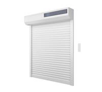 Volet roulant solaire H120 x L120 cm en PVC recoupable en largeur et hauteur coloris blanc -