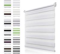Volets roulants doubles avec supports à charnières, sans perçage, 85 x 120 cm (L x H), blancs, volets roulants pour fenêtres sans perçage, volets à lames, àlatérale, translucides, volets roulants pour