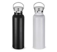 Volhoply 600ml Gourde Inox avec Poignée 2 paquets, Bouteille Isotherme à Double Paroi Avec Couvercle Anti-Fuite, Tasse Réutilisable en Métal Pour L'école, Randonneurs, Cadeaux(Mélange,2 Set)