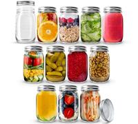 volila Mason Jar avec Couvercle - 490ml (Paquet de 12) Bocal en Verre avec Couvercle Pour Joint Hermétique - Bocal en Verre pour Overnight Oats Jar, Bocaux à Pickles, Bocaux en Verre Conserve