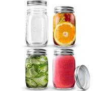 volila Mason Jar avec Couvercle - 490ml (Paquet de 4) Bocal en Verre avec Couvercle Pour Joint Hermétique - Bocal en Verre pour Overnight Oats Jar, Bocaux à Pickles & Bocaux en Verre Conserve