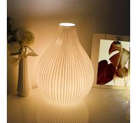 VOLIOS® Lampe de table en céramique avec ampoule LED de 6 W I Lampe décorative I Lampe de chevet I Lampe de table blanche I Décoration éclairée (goutte)