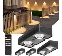 VOLISUN Lampes solaires de clôture avec télécommande, 50 lumens LED, éclairage solaire de clôture, étanche IP65, 10 couleurs RGB, éclairage décoratif durable pour jardin, terrasse, garde-corps de