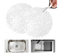 Volminex 2 Pièces Tapis Évier Cuisine, PVC Tapis de Protege Evier | Imperméable Tapis D'évier, Antidérapant Egouttoir, Tapis Isolant Thermique Convient pour L'évier, Transparent Round 29cm