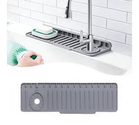 Volminex Tapis de Robinet en Silicone Uni Latéral et Évier, Gris 50×15cm | Tapis Evier Cuisine, Universel Gauche-Droite, Égouttage Pliable, Protection Anti-Éclaboussures pour Cuisine et Salle de Bain