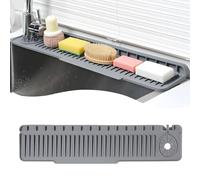 Volminex Tapis de Robinet en Silicone Uni Latéral et Évier, Gris 65×14.5cm | Tapis Evier Cuisine, Universel Gauche-Droite, Égouttage Pliable, Protection Anti-Éclaboussures pour Cuisine et Salle de Bain