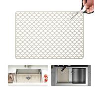 Volminex Tapis Évier Cuisine, Silicone Protection D'évier, Blanc 42×31cm | Tapis D'évacuation, Antidérapant Egouttoir pour Vaisselle, Tapis Isolant Thermique Convient pour Le fond de L'évier