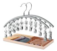 Volnamal Lot de 2 organiseurs de Leggings pour Placard, cintres en métal avec revêtement en Caoutchouc avec 10 Clips pouvant contenir 20 Leggings, cintres pour économiser de l'espace - Organiseur de
