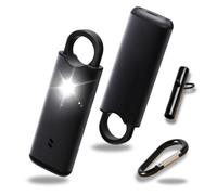 VOLTEK News kit Alarme métal loquet de sécurité (Noir) Femme Defense + detecteur Porte et fenêtre autodéfense Auto Alarme Mini Autonome + sifflet Urgence personnelle Lampe puissante 135 DB, USB-C