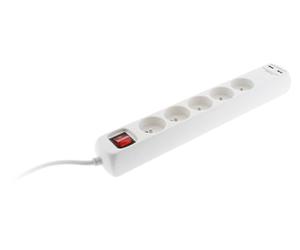 Voltman DIO013038 Bloc multiprises 5 x 10/16 A + 2 ports USB avec interrupteur