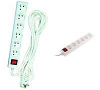 Voltman DIO013076 Bloc 6 Prises 2P + T + Interrupteur Cordon 4 m, Blanc & Bloc 6 Prises 16A 2P+T avec Interrupteur Blanc - Zenitech