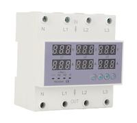 Voltmètre à Rail DIN triphasé Ampèremètre Protecteur de Surtension Automatique Parasurtenseur Stabilisateur de Courant pour la Protection de la Maison AC 390-500V (63A)