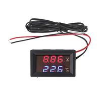 Voltmètre de voiture 12 V 24 V avec câbles Affichage numérique LED Voltmètre Panneau Jauge de température en forme carrée Testeur de tension numérique Thermomètre Pyromètre Humidité Baromètre