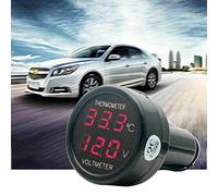 Voltmètre et thermomètre 2 en 1, DC 12 V 24 V LED allume-cigare double thermomètre numérique Voltmètre, affichage numérique Auto batterie tension jauge de température moniteur moniteur testeur mètre