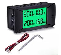 Voltmètre numérique CC - 300 A - 300 V - Écran LCD - Compteur d'énergie avec indicateur de courant arrière - Pour systèmes solaires, voiture, bateau, camping-car, montage encastré, noir, 8,13 x 4,02 x