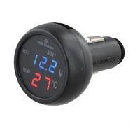 Voltmètre thermomètre 3 en 1 avec affichage LED 12 V/24 V (rouge/bleu)