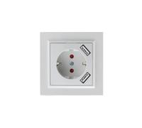 VoltShine B1225642 Prise Schuko à encastrer type F avec double USB, blanche, idéale pour charger des appareils à la maison ou au bureau, Image