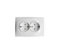 VoltShine Double base Schuko encastrable 16 A, idéale pour offrir des connexions sûres et fiables dans n'importe quel espace. Son design élégant s'intègre parfaitement dans les environnements