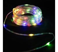 VoltShine Guirlande lumineuse LED à piles 3AA, 10 m, PVC et cuivre, RGBY - Idéal pour les décorations festives et les ambiances créatives.