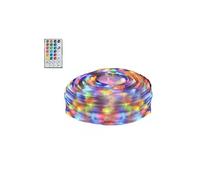 VoltShine Guirlande lumineuse LED à piles 4AA - Câble en cuir droit - RVB - 0,3 m + 10 m - 100 LED - 10 cm - Câble transparent - Télécommande 32 touches - IP44.