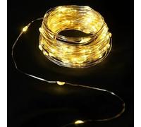 VoltShine Guirlande lumineuse LED en fil de cuivre de 15 m, alimentée par batterie 3AA, lumière blanche chaude, idéale pour la décoration et l'ambiance.