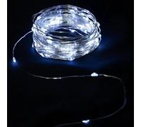 VoltShine Guirlande lumineuse LED en fil de cuivre de 15 m, batterie 3AA, blanc froid, idéale pour la décoration intérieure et extérieure, pour créer des ambiances chaleureuses.