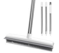 volumoon Balai en Caoutchouc à Manche, Réglable, Brosse de Sol avec Raclette, Brosse en Caoutchouc, Balai Doux pour Tapis, pour Moquette Pet Animaux Hair Nettoyage