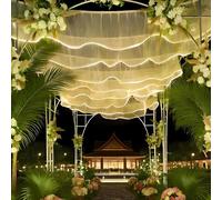 VOLURE Rideaux de Plafond Bande Lumineuse LED Blanc/Voile Champagne Blanc/Lumière Chaude(100mx0.5m,ChampagneVeil+WarmLight)
