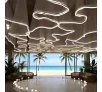 VOLURE Rideaux de Plafond Bande Lumineuse LED Blanc/Voile Champagne Blanc/Lumière Chaude(50mx0.5m,ChampagneVeil+WhiteLight)