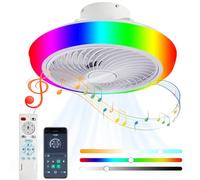 VOMI RGB Ventilateur Plafond avec Lumiere Silencieux Plafonnier Ventilateur avec Telecommande APP Haut-parleur Bluetooth Fan Plafonnier LED Dimmable Chambre Salon, Réversible 6 Vitesses de Vent