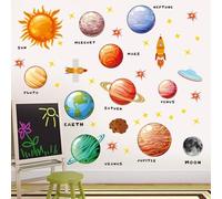 Vomika 105 Autocollants Muraux Espace, Stickers Muraux Système Solaire | Décor Mural Univers Coloré Planètes et Fusée, Papier Peint Vinyle Auto-Adhésif, pour Chambre de Bébé, Chambre d'Enfant, Salle