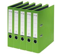 VON 10561055 Lot de 5 classeurs A4 en carton avec couverture en plastique, dos de 80 mm, pour 350 feuilles, carton certifié FSC, pour l'école, l'école et la maison, vert