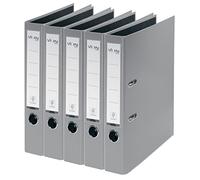 VON 10561085 Lot de 5 classeurs A4 en carton avec couverture en plastique Dos de 50 mm par Leitz pour 350 feuilles Carton certifié FSC pour l'école, l'étude et la maison Gris