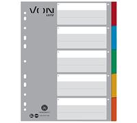 VON 1289000 Lot de 10 intercalaires vierges A4 pour classeurs Von Leitz Extra larges en carton 100% recyclé 11 trous pour classeurs et classeurs à anneaux Multicolore