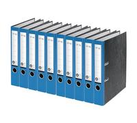 VON Leitz 10540035 Lot de 10 classeurs A4, 100% papier recy os de 50 mm, pour 350 feuilles, Ange bleu et certifié FSC, pour l'école, les études et la maison, bleu