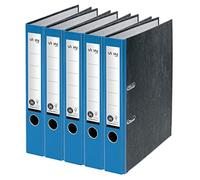VON Leitz 10541035 Lot de 5 classeurs A4, 100% carton recy os de 50 mm, pour 350 feuilles, marbré, ange bleu et certifié FSC, pour l'école, l'étude et la maison, bleu