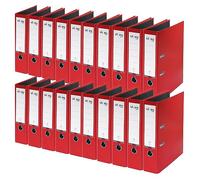 VON Leitz 10550025 Lot de 20 classeurs A4 en carton avec couverture en plastique Largeur de dos 80 mm, pour 600 feuilles, Ange bleu et certifié FSC, pour l'école, l'étude et la maison, rouge