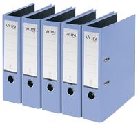 VON Leitz 10551030 Lot de 5 classeurs A4 en carton avec couverture en plastique, largeur de dos 80 mm, pour 600 feuilles, carton certifié FSC, pour l'école, l'étude et la maison, bleu clair