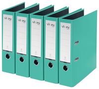 VON Leitz 10551051 Lot de 5 classeurs A4 en carton avec couverture en plastique Largeur de dos 80 mm, pour 600 feuilles, carton certifié FSC, pour l'école, l'étude et la maison, vert menthe