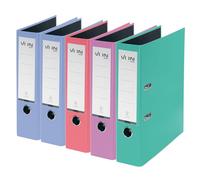 VON Leitz 10551099 Lot de 5 classeurs A4 en carton avec couverture en plastique, largeur de dos 80 mm, pour 600 feuilles, carton certifié FSC, pour l'école, l'étude et la maison, plusieurs couleurs